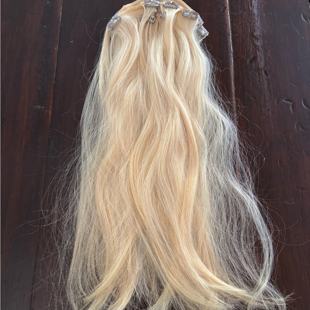 Euronext platinum blonde Clip-In Human Hair Extensions 18”